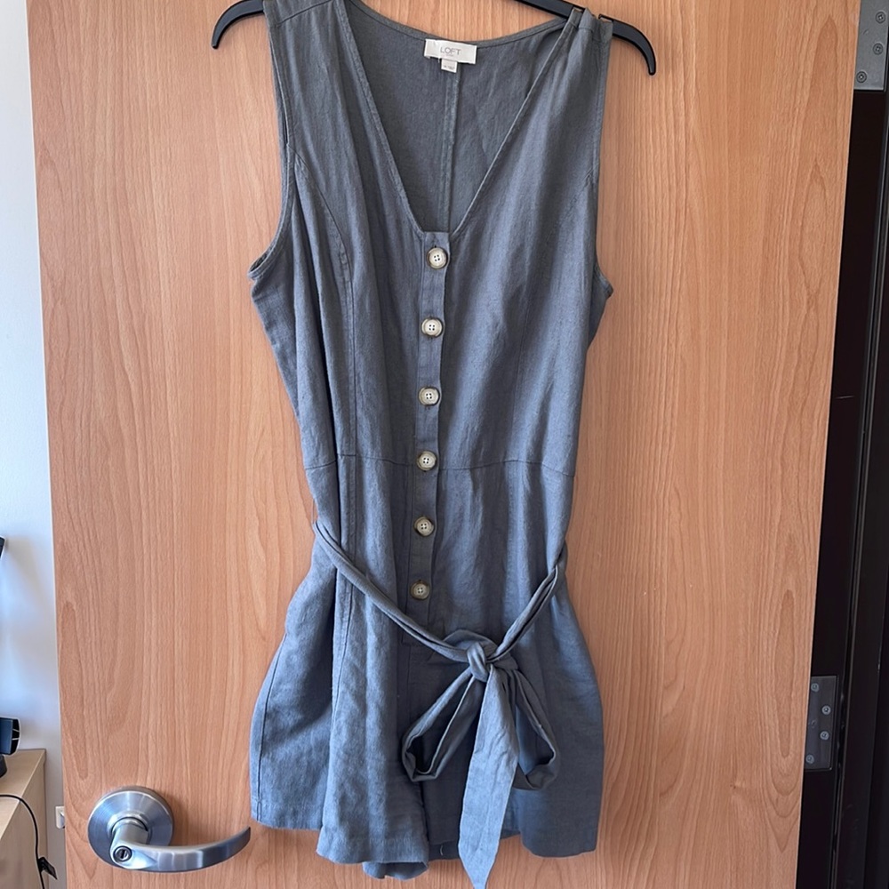 Loft button up Romper with tie